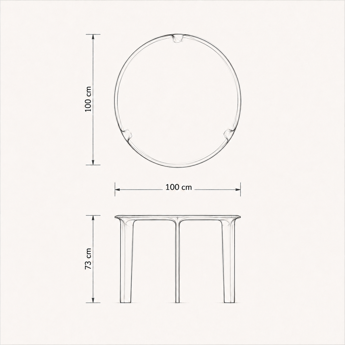 Dining Table Evon — dimension drawing 1