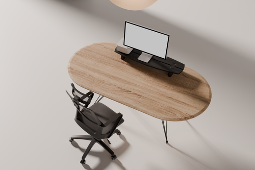 Desk Oval MF Series — material and finish view